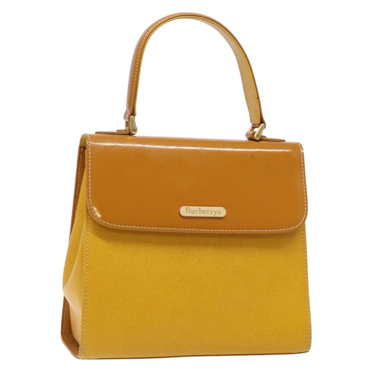 Burberrys Burberrys Hand Bag Leather Yellow Gold Authentic BA4802
