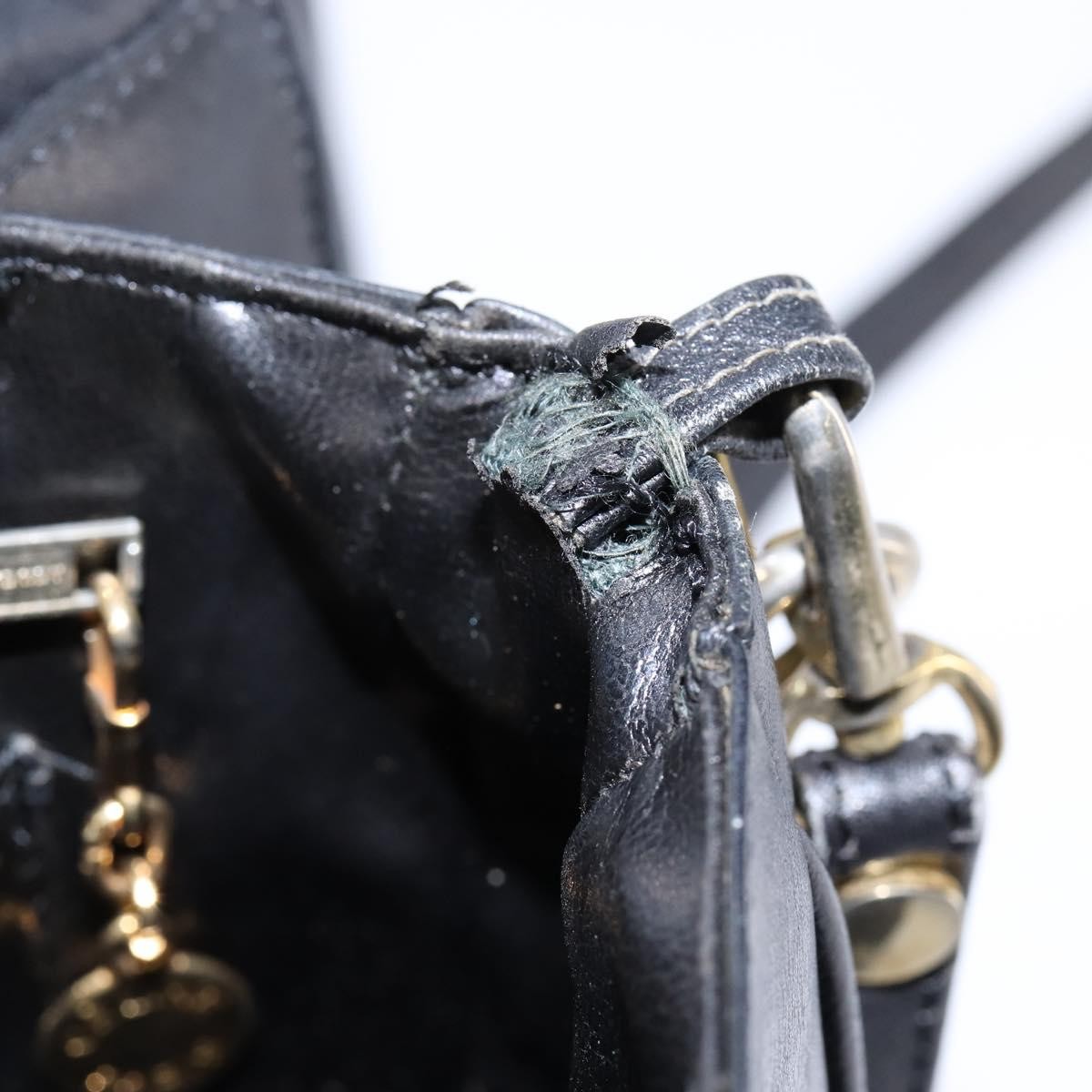 Celine CELINE Horse Carriage Shoulder Bag Leather Navy Gold Authentic BA6372