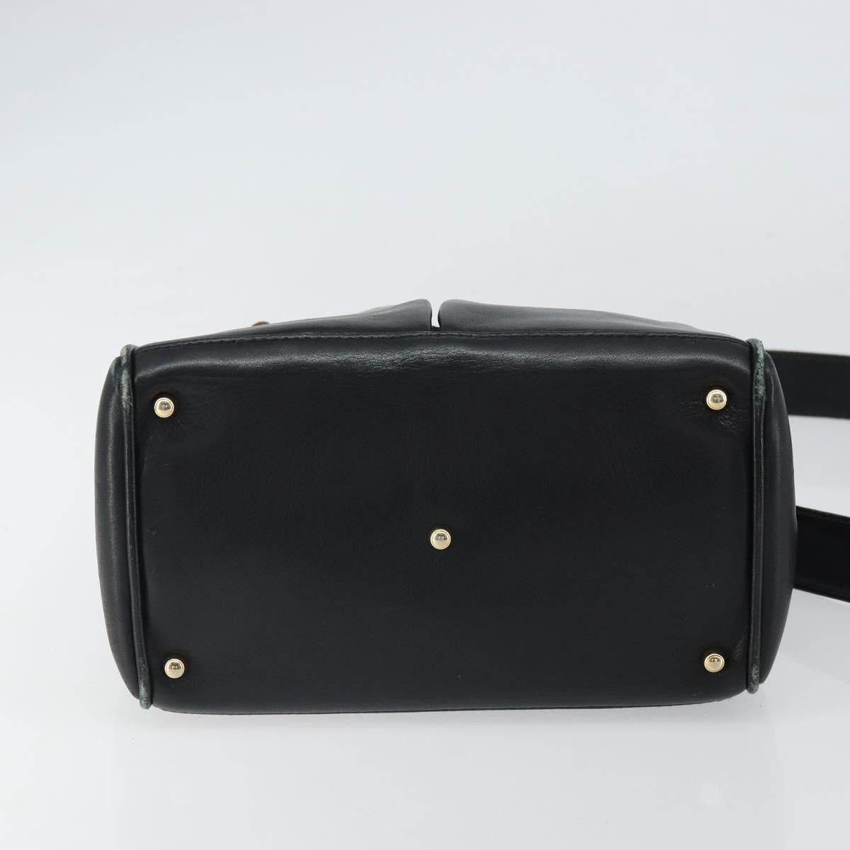 Gucci GUCCI Bamboo Hand Bag Leather 2way Black Gold 000 2122 0316 Authentic 160580