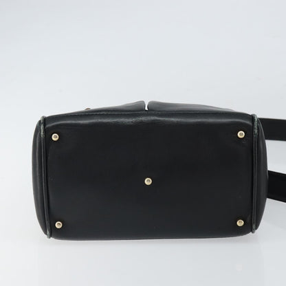 Gucci GUCCI Bamboo Hand Bag Leather 2way Black Gold 000 2122 0316 Authentic 160580