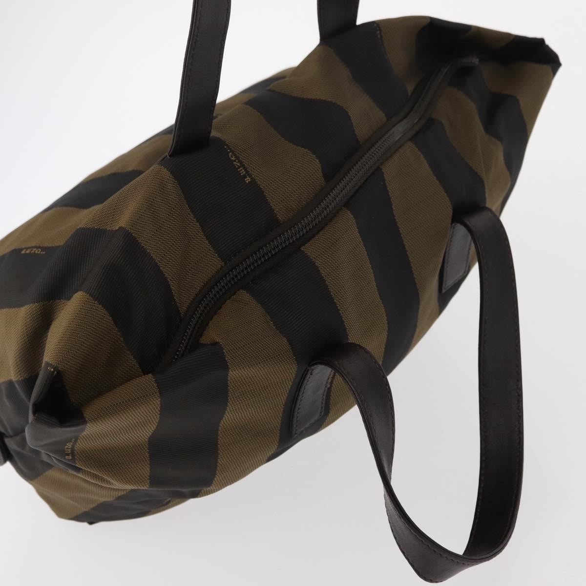Fendi FENDI Pecan Canvas Hand Bag Black Brown Authentic ep11974
