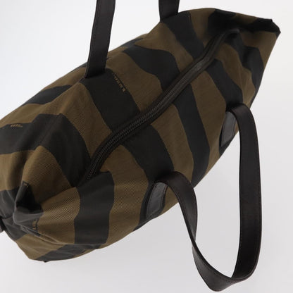 Fendi FENDI Pecan Canvas Hand Bag Black Brown Authentic ep11974