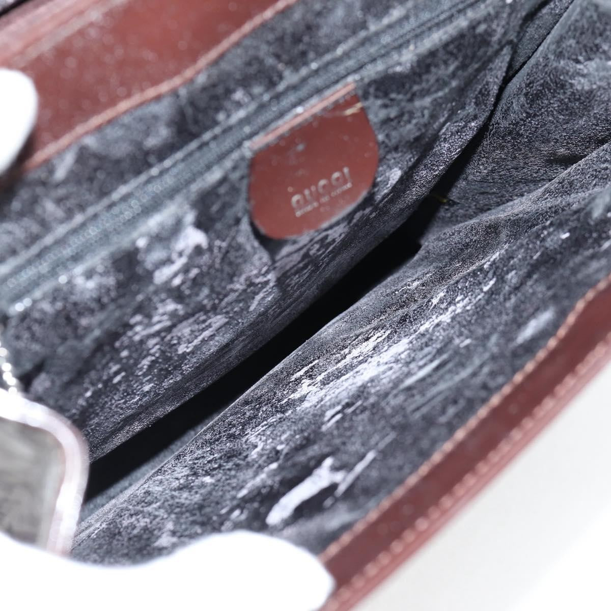 Gucci GUCCI Shoulder Bag Patent leather Brown Silver 002 2046 0433 Authentic bs26623