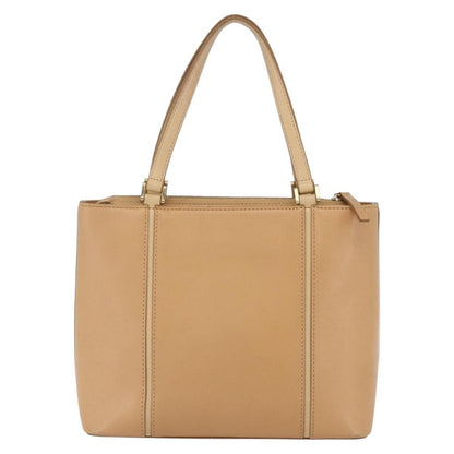 Burberry BURBERRY Hand Bag Leather Beige Gold Authentic 165049