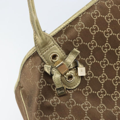 Gucci GUCCI GG Canvas Tote Bag Brown Gold 163805 Authentic LNZ740