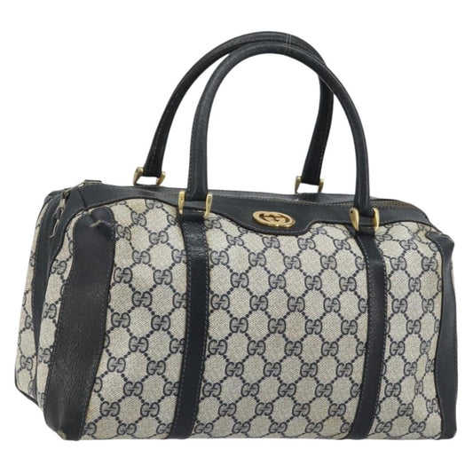 Gucci GUCCI GG Supreme Hand Bag PVC Navy Gold Authentic YKZ165