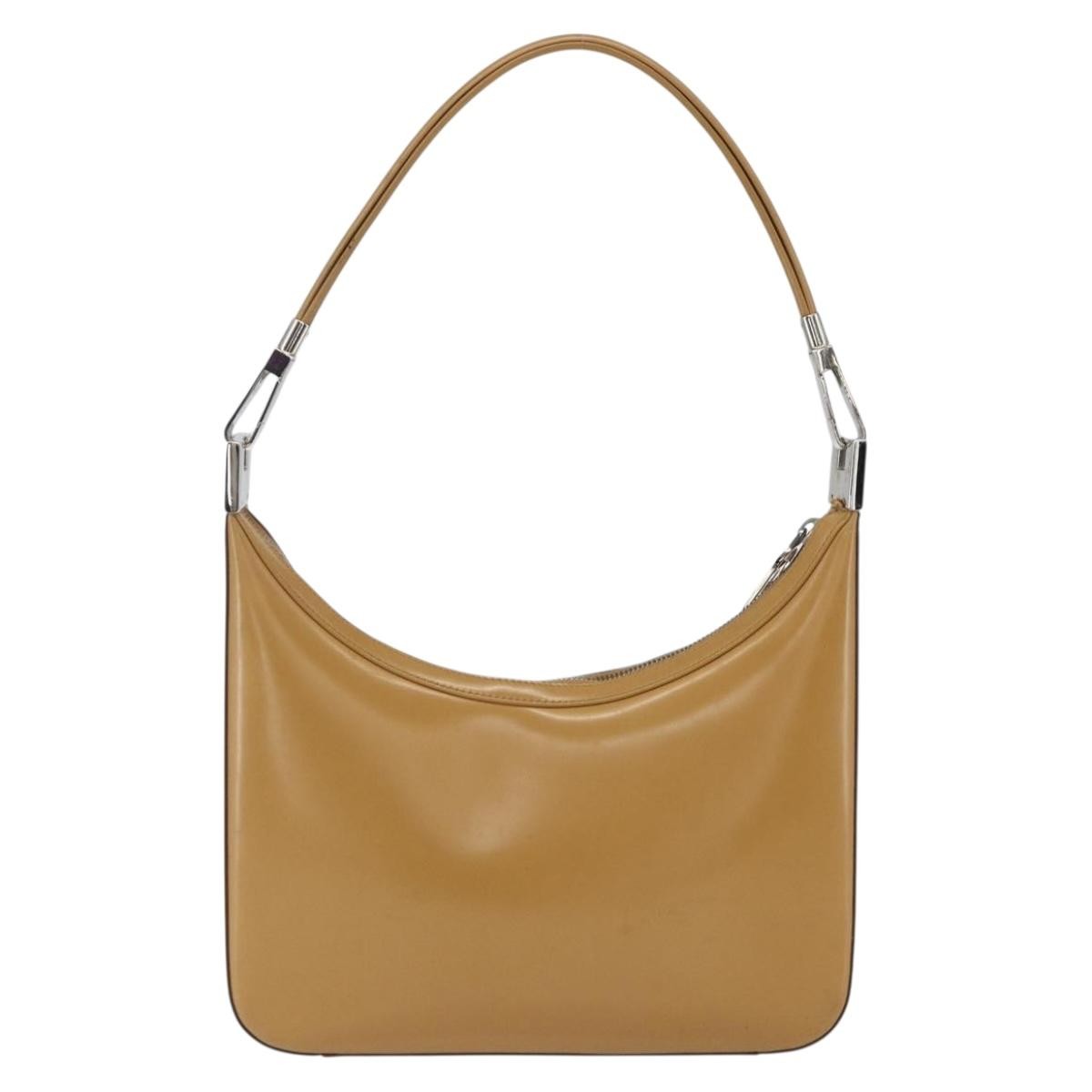 Gucci GUCCI Shoulder Bag Leather Brown Silver 001 3812 Authentic BA10652