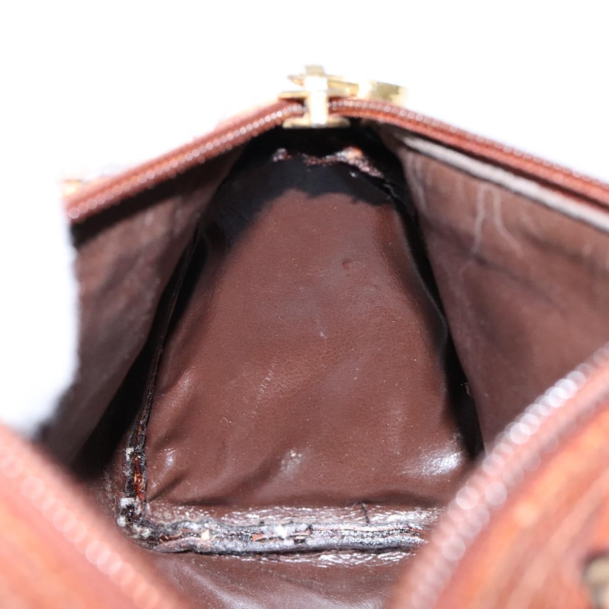 Fendi FENDI Hand Bag Leather 2way Brown Gold Authentic sw1085
