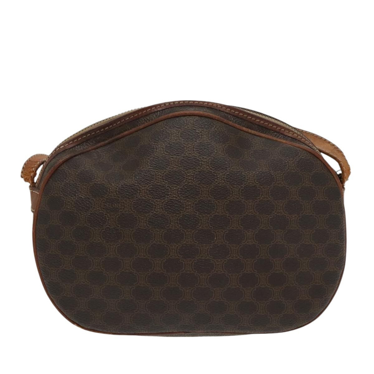 Celine CELINE Macadam Canvas Shoulder Bag PVC Leather Brown Gold Authentic bs19763