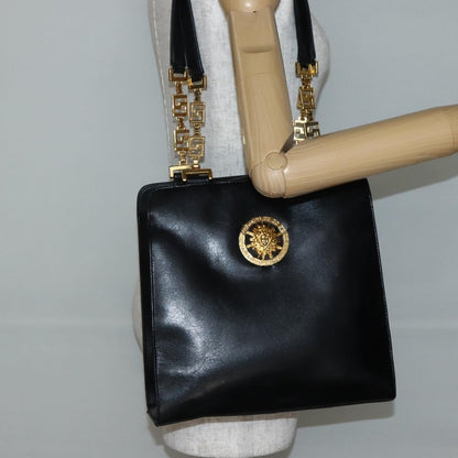 Gianni Versace Gianni Versace Chain Tote Bag Leather Black Gold Authentic bs29493