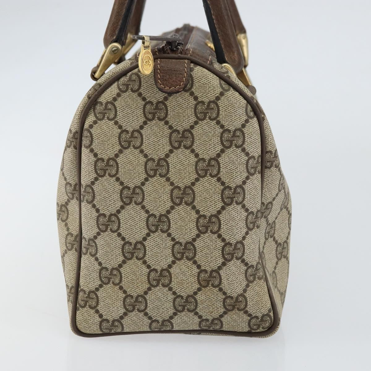 Gucci GUCCI GG Supreme Web Sherry Line Boston Bag PVC Beige Gold 010 378 Authentic 159328
