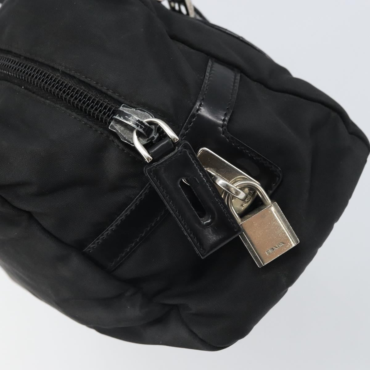 Prada PRADA Hand Bag Nylon Black Silver Authentic ka1246