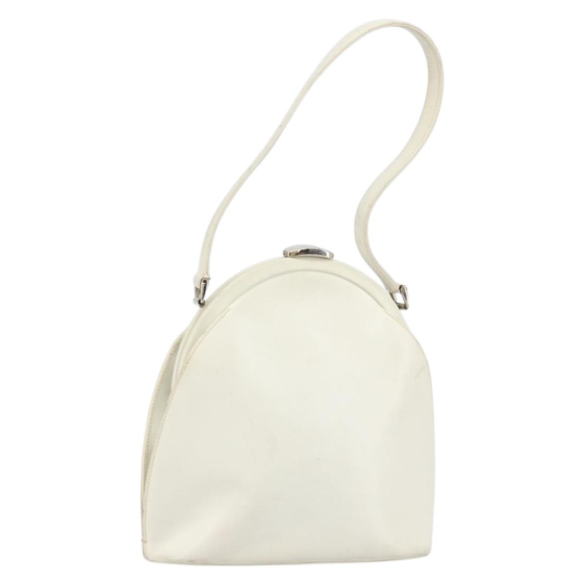 Gucci GUCCI Hand Bag Leather White Silver Authentic 170514