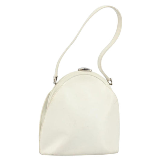 Gucci GUCCI Hand Bag Leather White Silver Authentic 170514