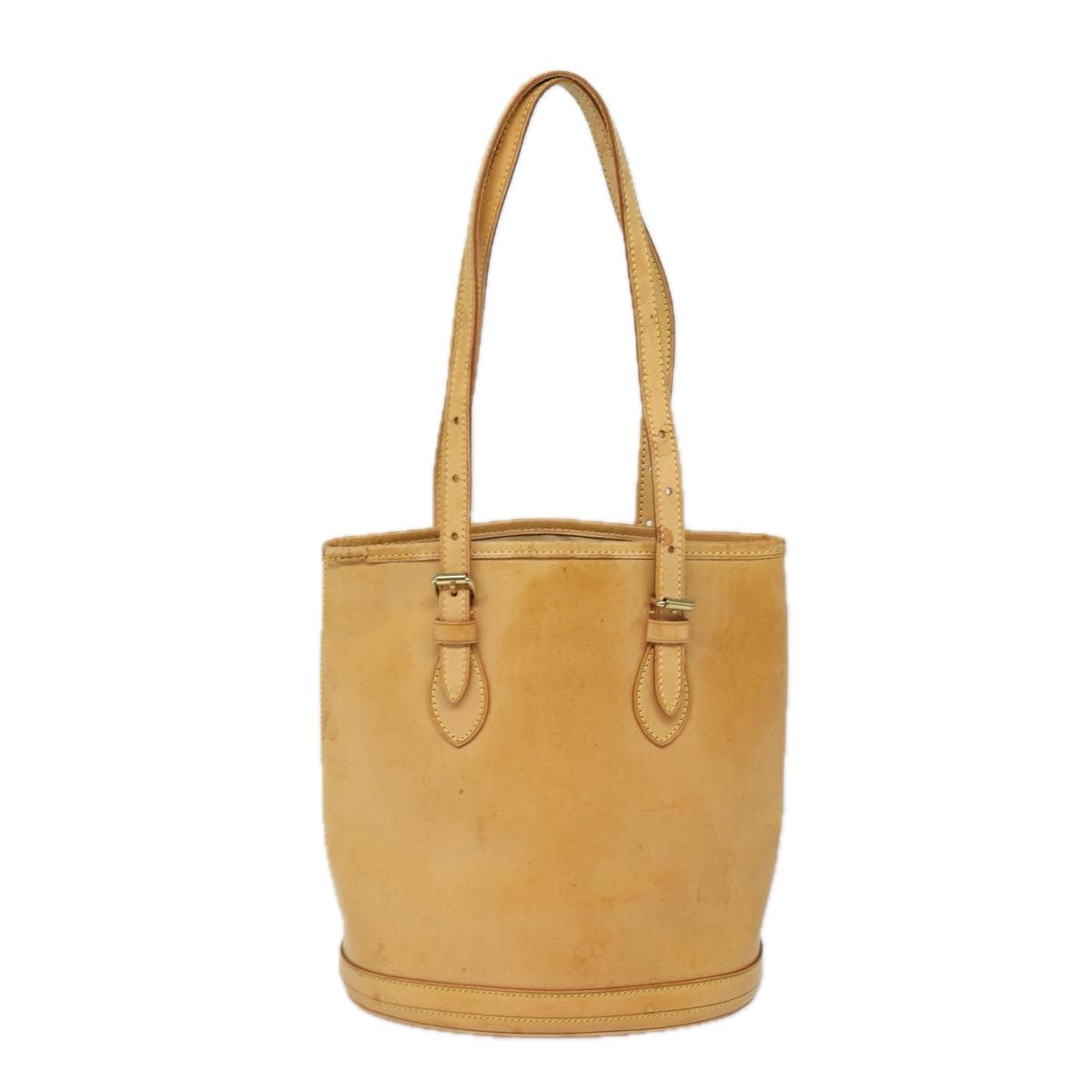 Louis Vuitton LOUIS VUITTON Nomad leather Bucket PM Shoulder Bag Beige M85001 LV Authentic 80351