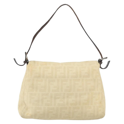 Fendi FENDI Zucca Canvas Mamma Baguette Shoulder Bag Beige Silver Authentic 162335