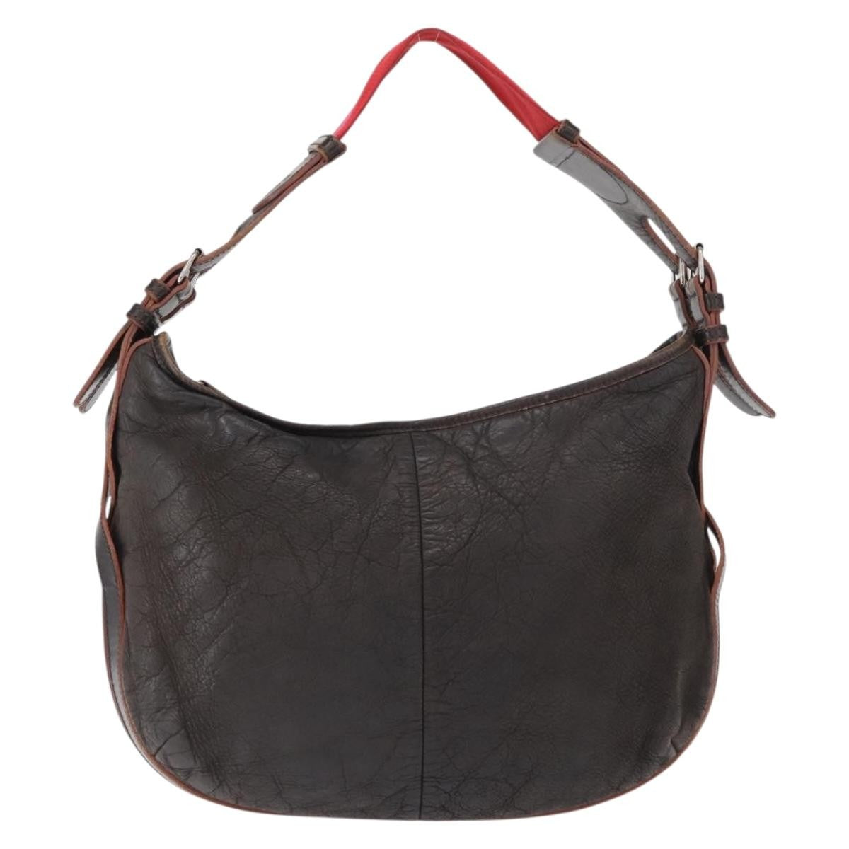 Loewe LOEWE Shoulder Bag Leather Brown Silver Authentic 155631