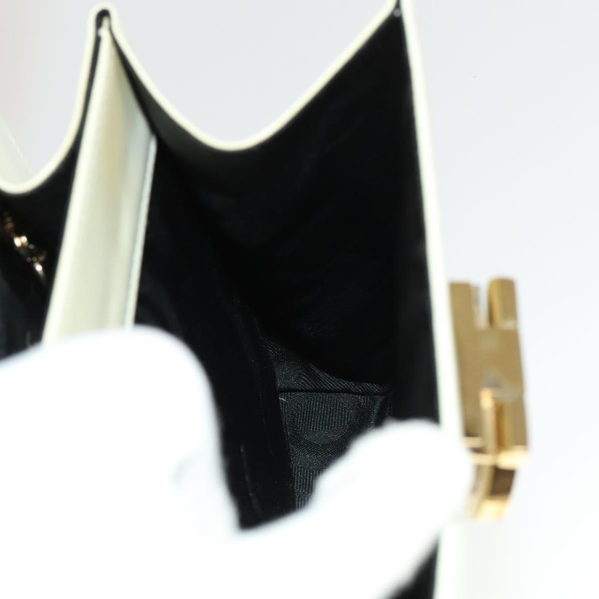 Salvatore Ferragamo Salvatore Ferragamo Gancini Hand Bag Leather 2way White Gold Authentic 134575