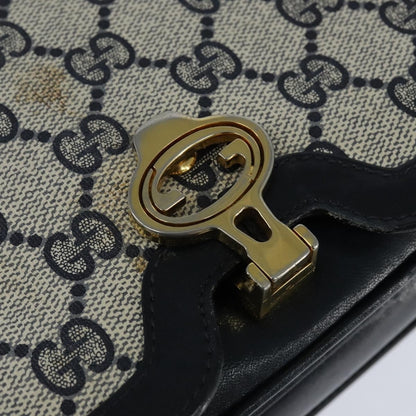 Gucci GUCCI GG Supreme Shoulder Bag PVC Navy Gold Authentic 147854