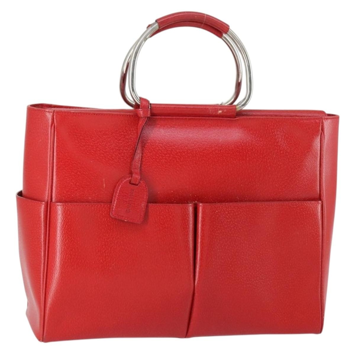 Gucci GUCCI Hand Bag Leather Red Authentic 148420