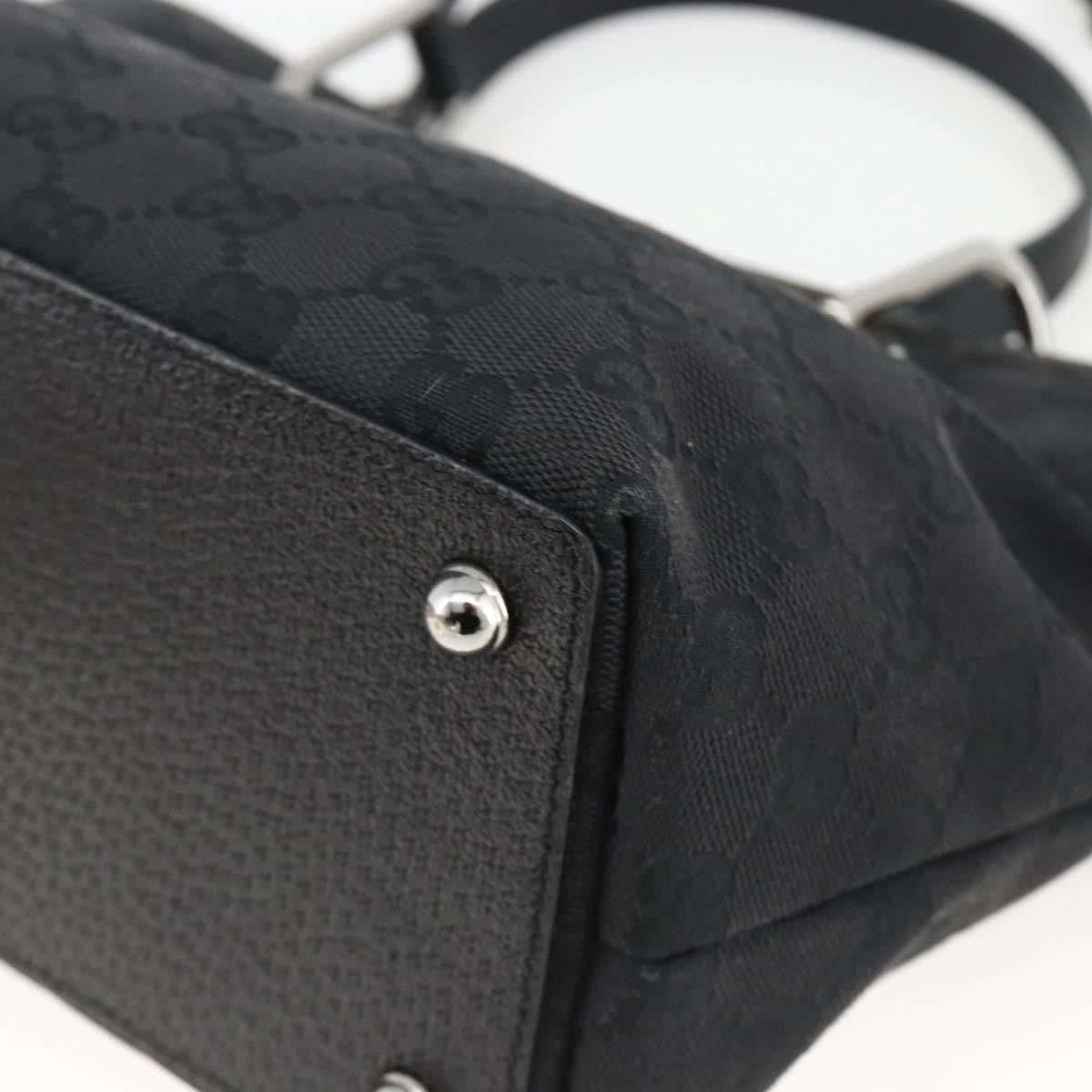 Gucci GUCCI GG Canvas Hand Bag Black Silver 120844 Authentic BA11644