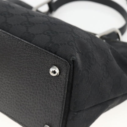 Gucci GUCCI GG Canvas Hand Bag Black Silver 120844 Authentic BA11644