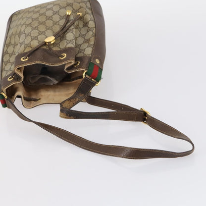 Gucci GUCCI GG Supreme Web Sherry Line Shoulder Bag PVC 2 Set Beige Authentic gh1006