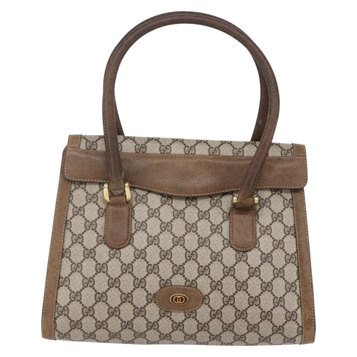 Gucci GUCCI GG Supreme Hand Bag PVC Beige Gold Authentic 150024