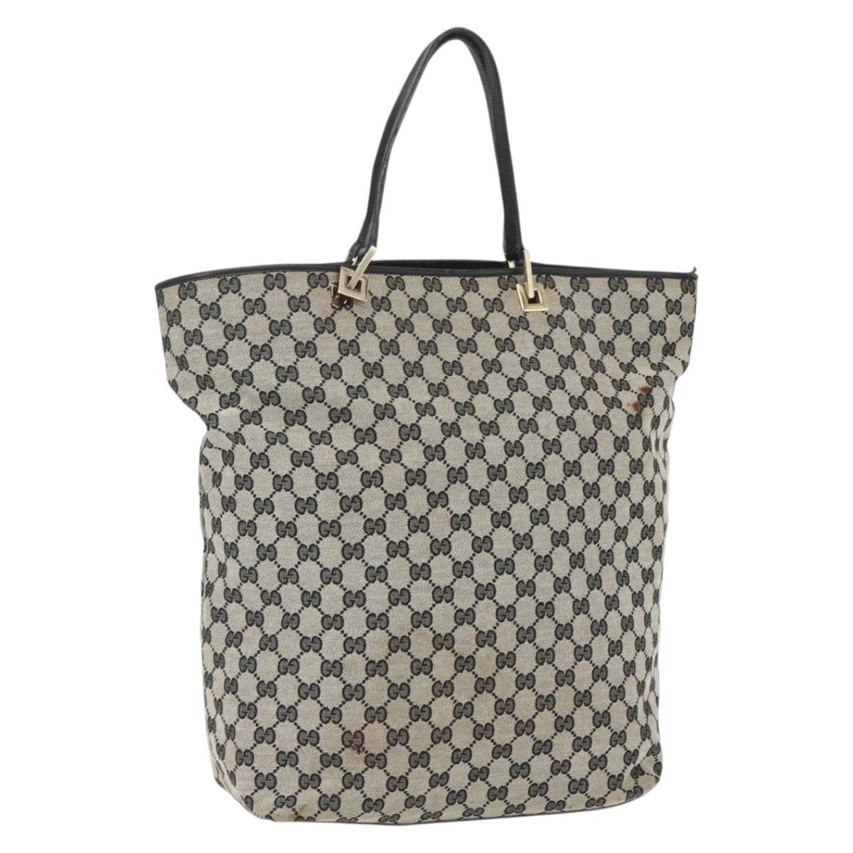 Gucci GUCCI GG Canvas Tote Bag Navy Gold 002 1097 3444 Authentic 158526