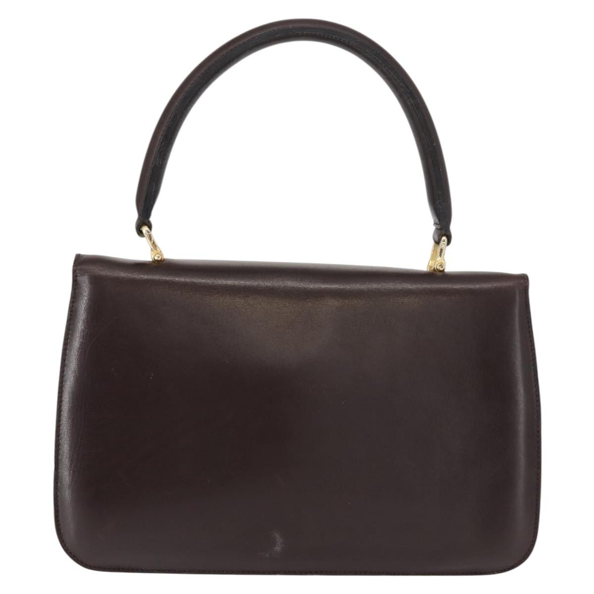 Celine CELINE Hand Bag Leather Brown Gold Authentic fm4934