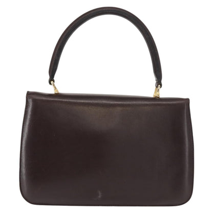 Celine CELINE Hand Bag Leather Brown Gold Authentic fm4934