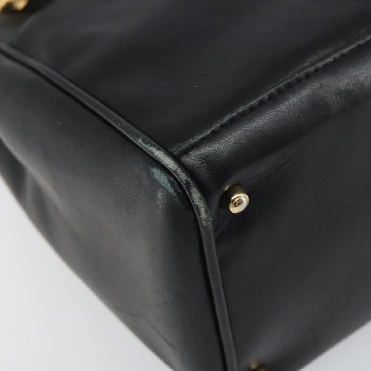 Gucci GUCCI Bamboo Hand Bag Leather 2way Black Gold 000 2122 0316 Authentic 160580