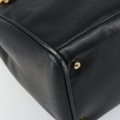 Gucci GUCCI Bamboo Hand Bag Leather 2way Black Gold 000 2122 0316 Authentic 160580