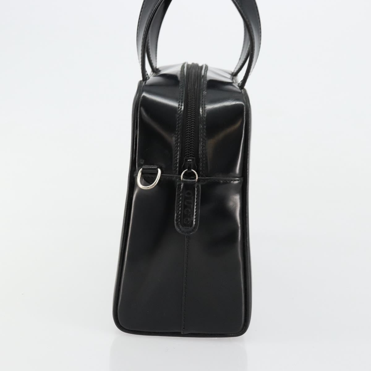 Gucci GUCCI Soho Hand Bag Patent Leather Black Silver 000 1274 0505 Authentic ep14495