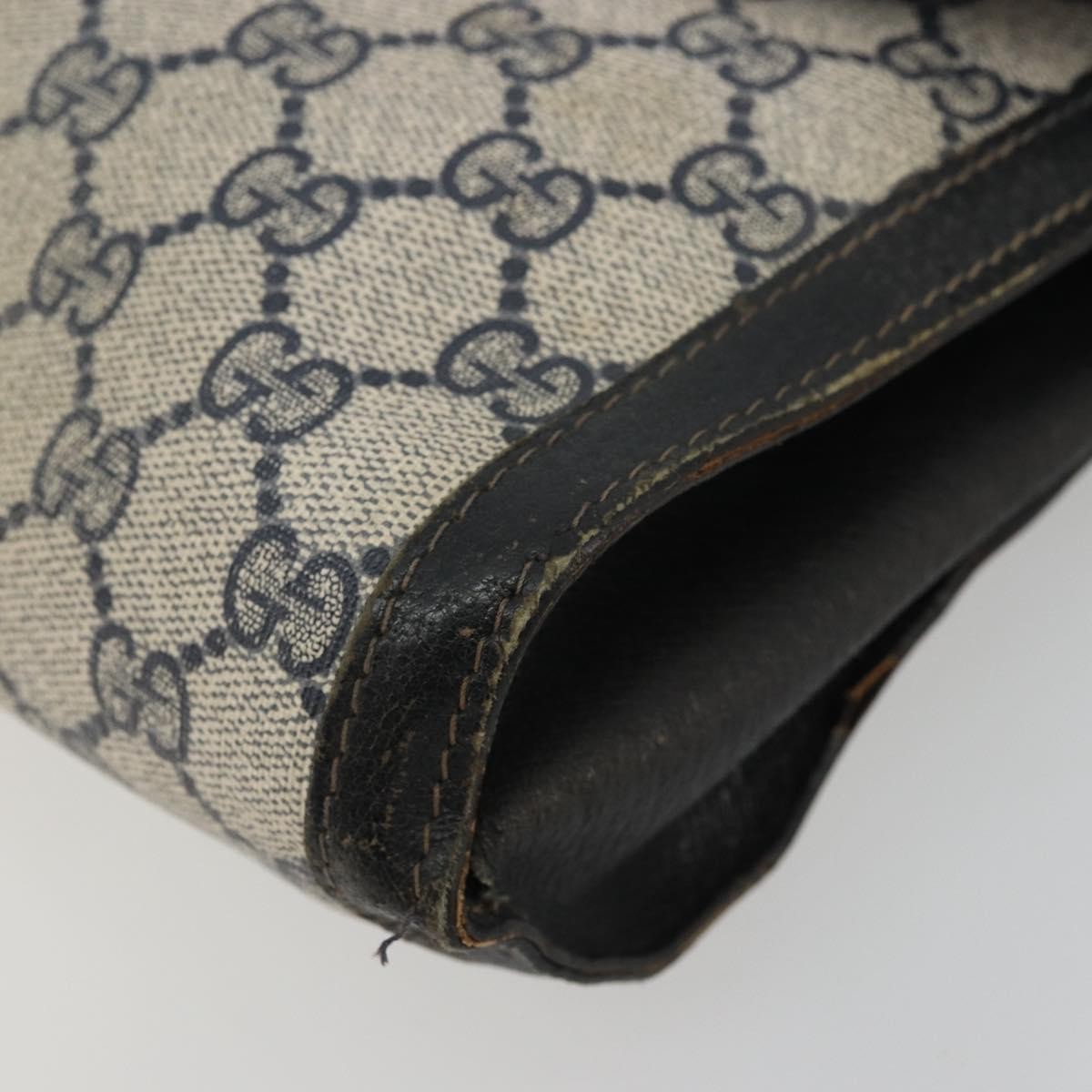 Gucci GUCCI GG Supreme Sherry Line Clutch Bag PVC Navy Gold 41 014 3087 Authentic YKZ1523