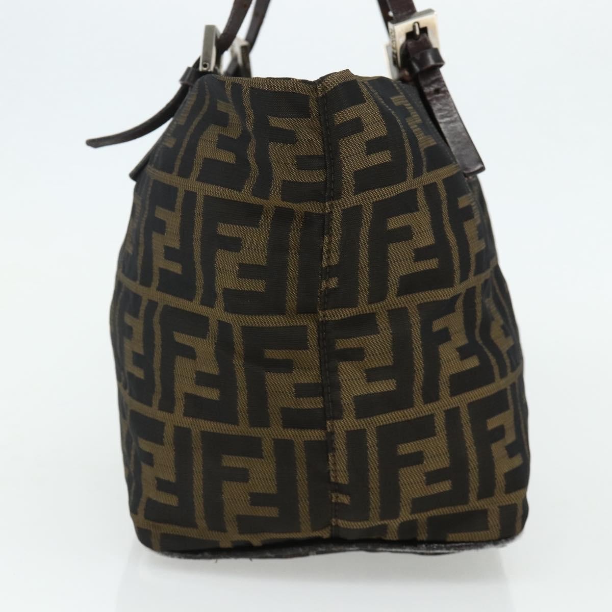 Fendi FENDI Zucca Canvas Hand Bag Black Brown Authentic 175169