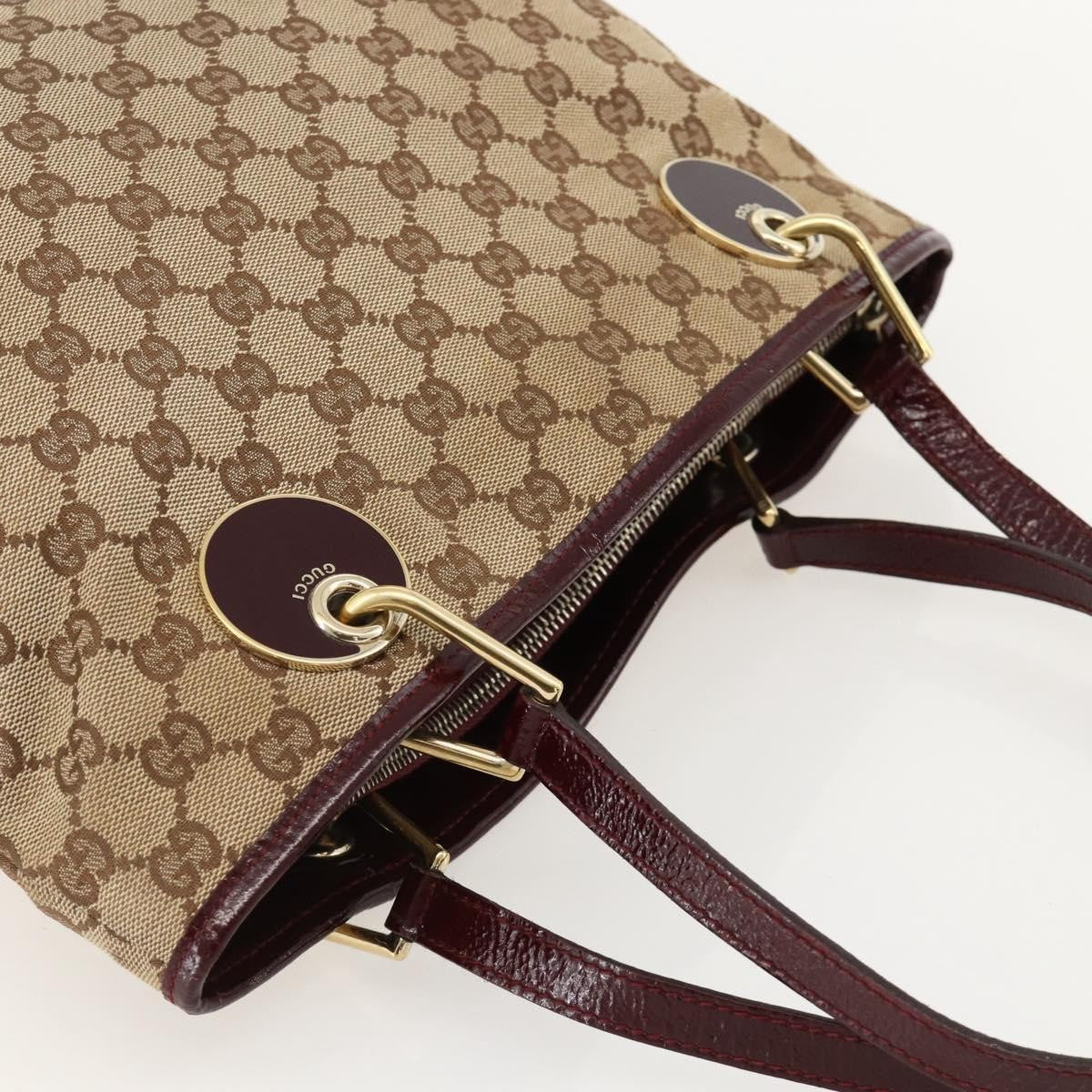 Gucci GUCCI GG Canvas Tote Bag Beige Gold 120837 Authentic YKZ1152
