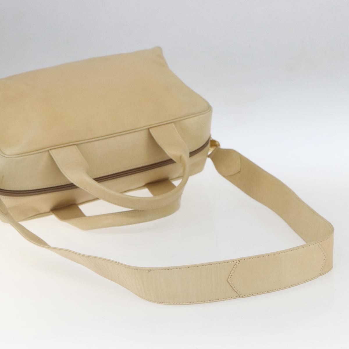 Gucci GUCCI Bamboo Hand Bag Leather 2way Beige Gold Authentic bs31889