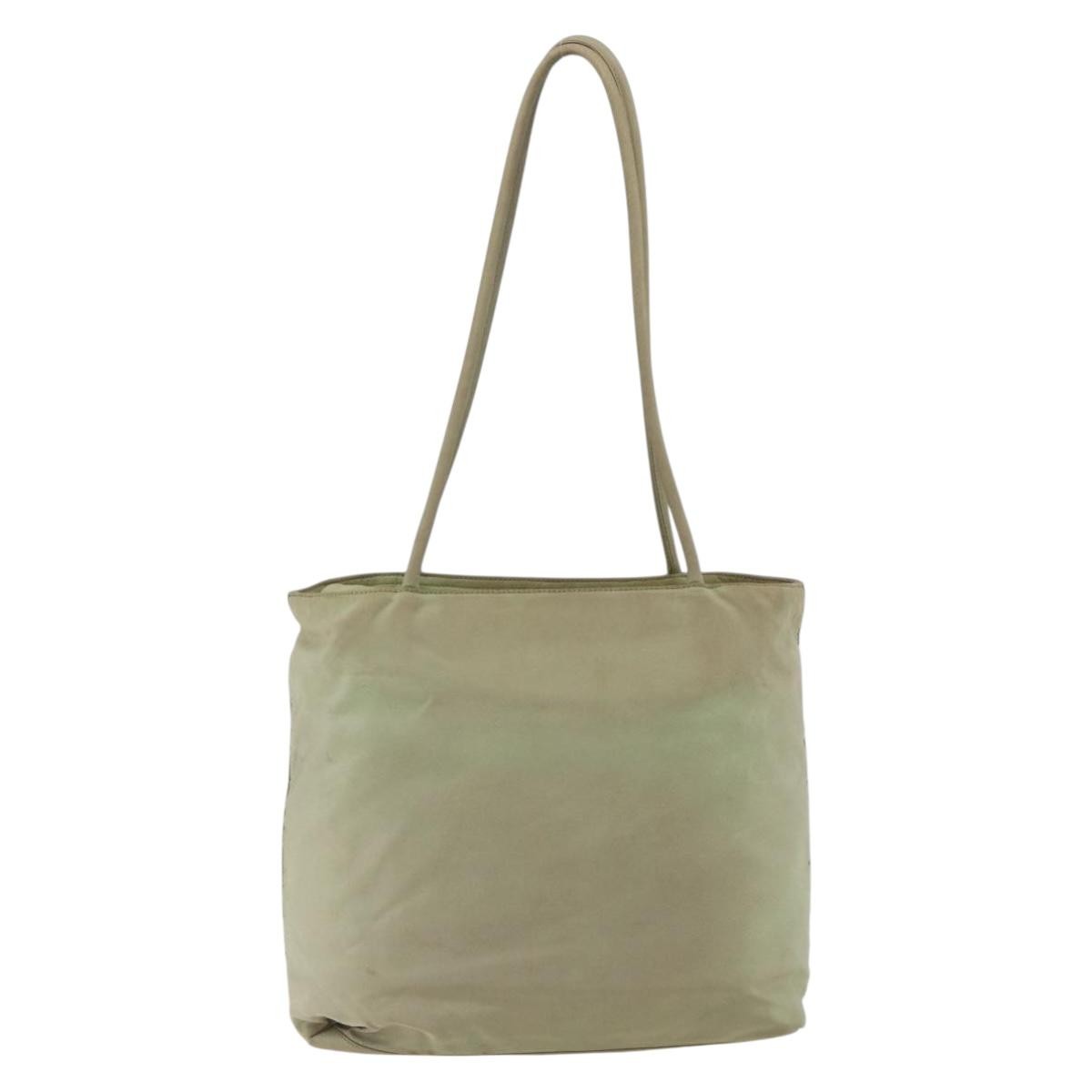 Prada PRADA Tote Bag Nylon Beige Silver Authentic 157778
