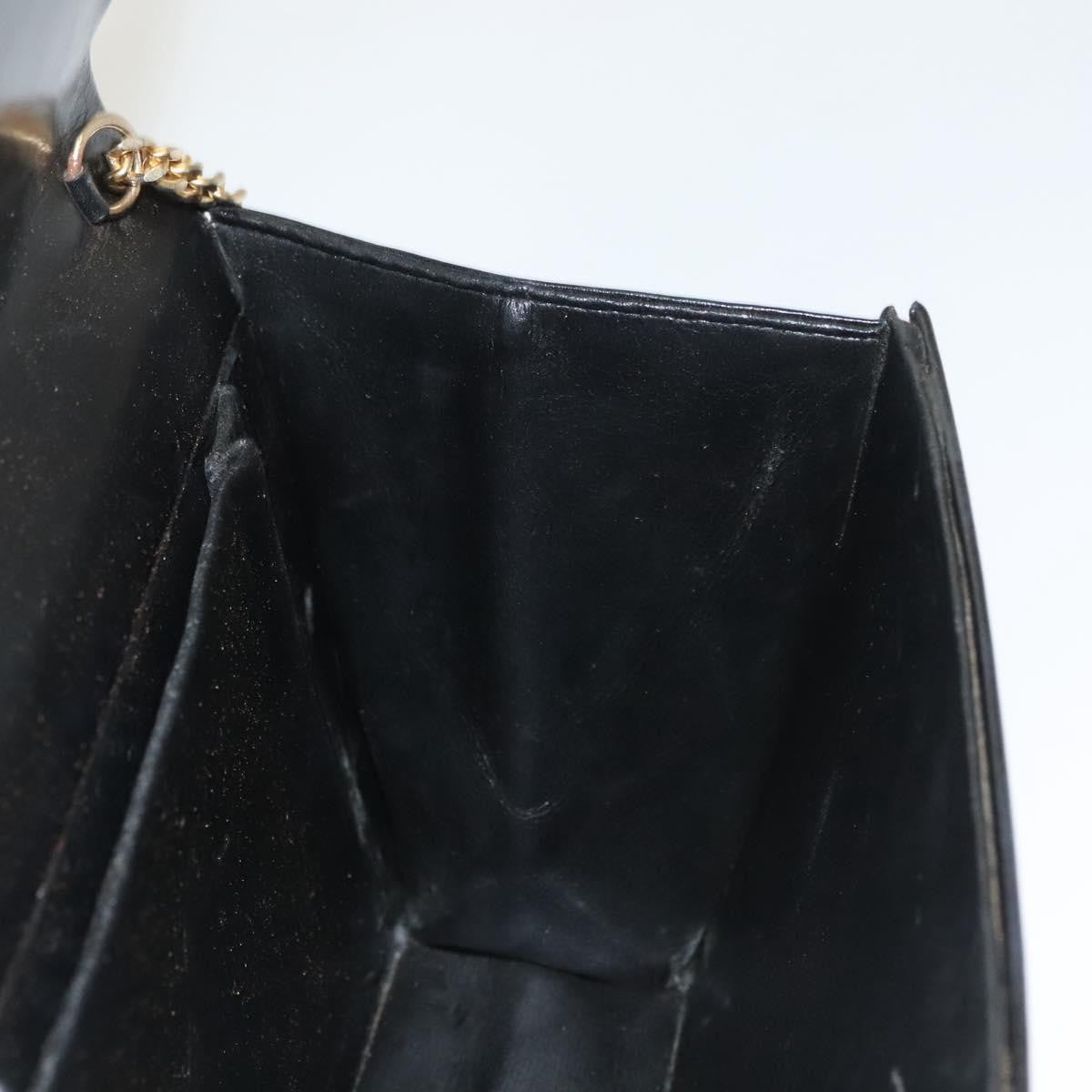 Dior Christian Dior Chain Shoulder Bag Leather Black Gold Authentic BA2045