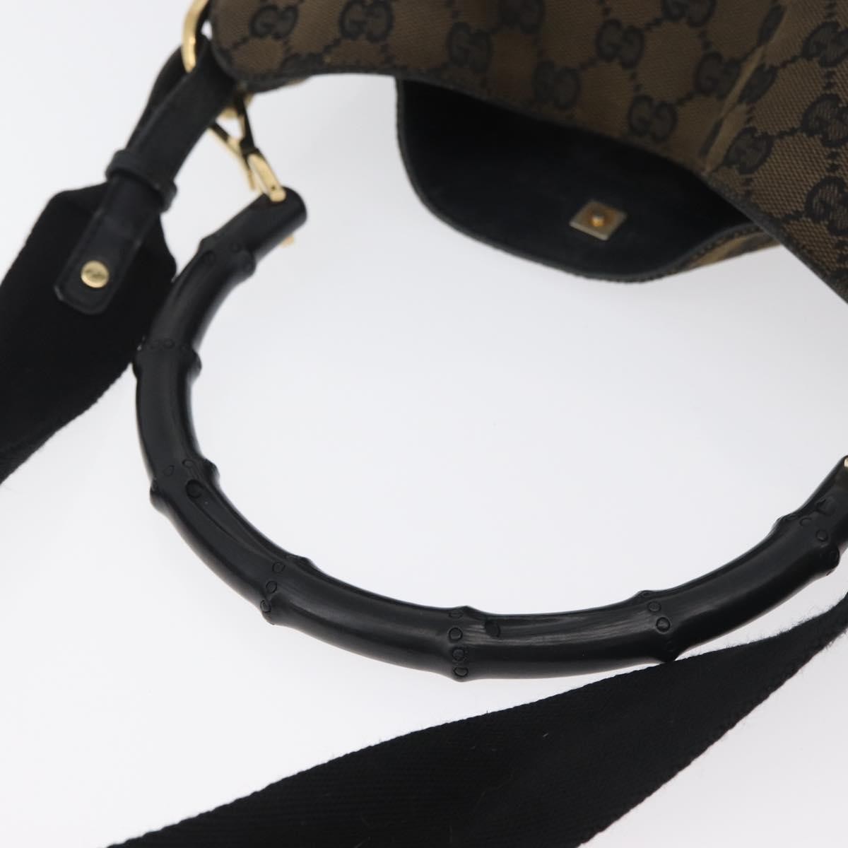Gucci GUCCI GG Canvas Bamboo Shoulder Bag 2way Navy Gold 001 4058 Authentic 178808