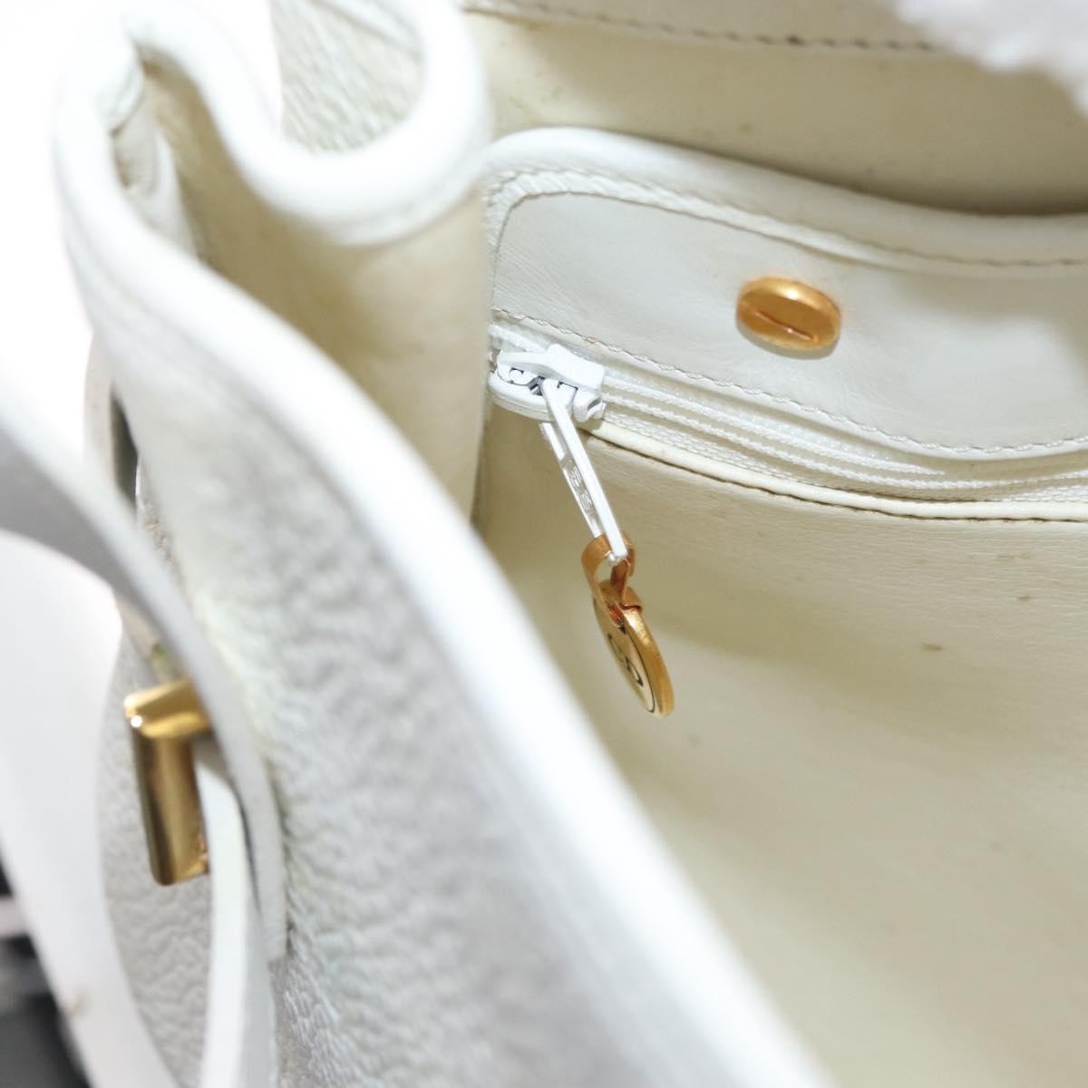 Dior Christian Dior Shoulder Bag Leather White Gold Authentic 176489