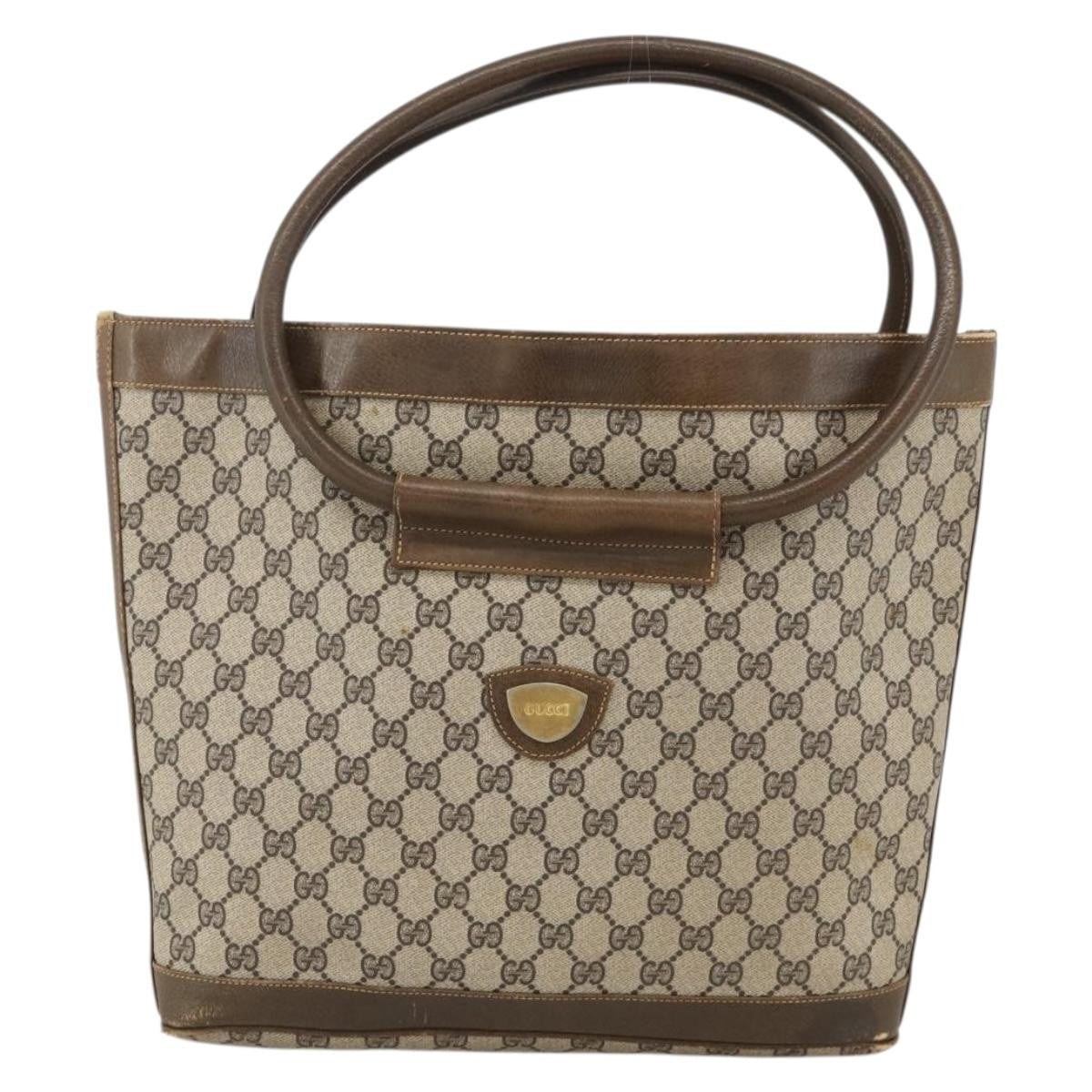 Gucci GUCCI GG Supreme Shoulder Bag PVC Beige Gold Authentic bs34284
