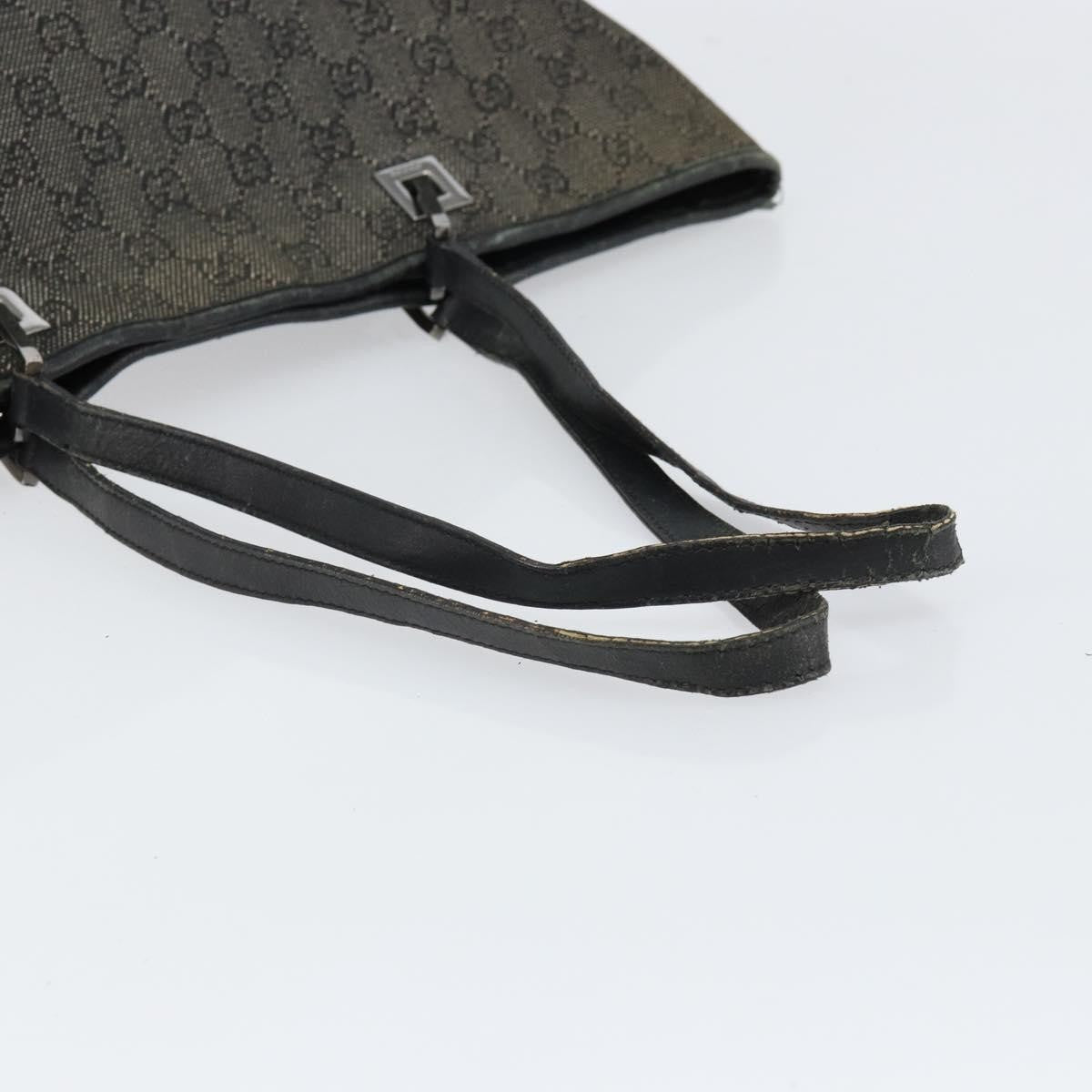 Gucci GUCCI GG Canvas Tote Bag Black Silver 36173 1705 Authentic 154445