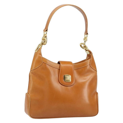 Celine CELINE Shoulder Bag Leather Brown Gold Authentic 166334