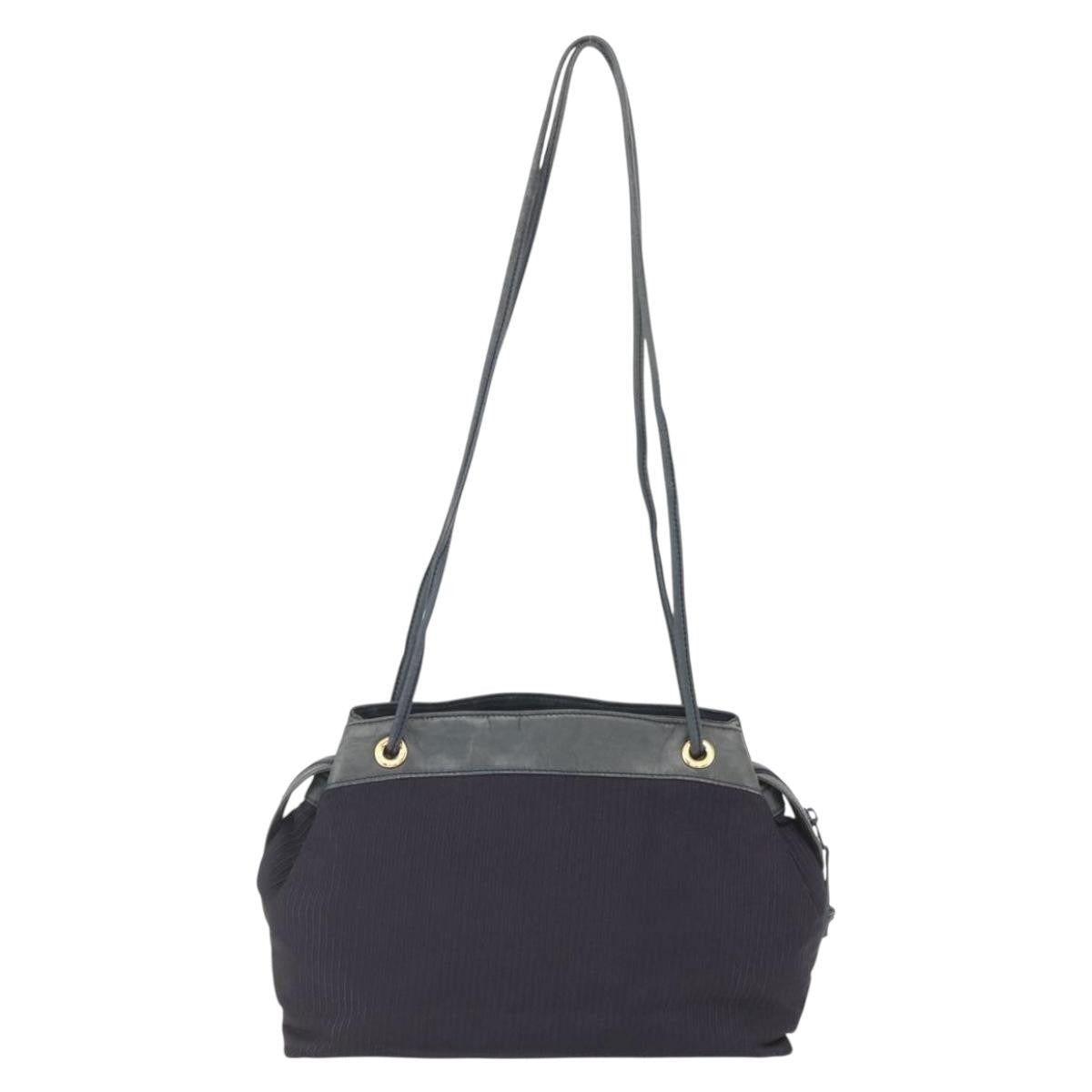 Loewe LOEWE Shoulder Bag Nylon Navy Gold Authentic 159401