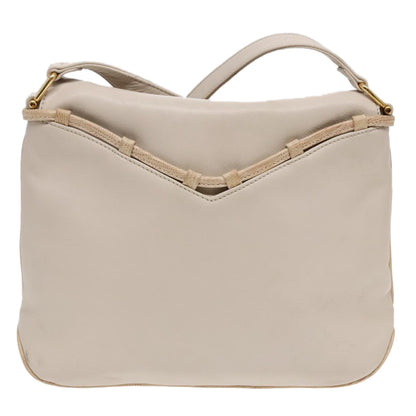Celine CELINE Horse Carriage Shoulder Bag Leather Beige Gold Authentic 90216
