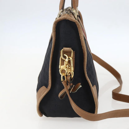 Gucci GUCCI Web Sherry Line GG Canvas Hand Bag 2way Black Gold Authentic gh1528
