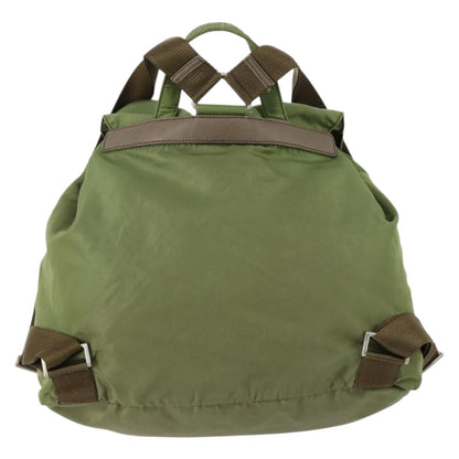Prada PRADA Backpack Nylon Khaki Silver Authentic 148291 Bag