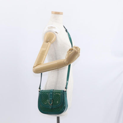 Gucci GUCCI Micro GG Canvas Shoulder Bag Enamel Outlet Turquoise Blue Gold Authentic ka641